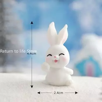 MOONBIFFY Миниатюрный снеговик-кролик из смолы