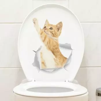 MOONBIFFY Мультяшная наклейка на унитаз для ванной