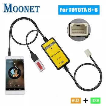 Moonet автомобильный MP3-вход USB AUX адаптер для замены компакт-дисков для Toyota Avensis RAV4 Auris Corolla Yaris Camry Tacoma и Lexus (6 + 6 контактов)