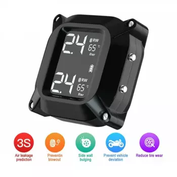 Мотоцикл Tpms Беспроводная система контроля давления в шинах и температуре ЖК-экран USB Быстрая зарядка с 2 внешними датчиками