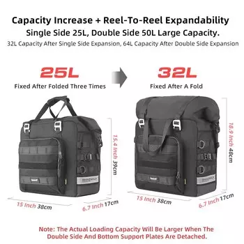 Мотоциклетная Боковая Сумка Rhinowalk, 25 л, водонепроницаемая быстросъемная седельная сумка, 1 шт., Детская сумка, чемодан с полипропиленовыми пластинами