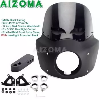 Мотоциклетная фара 5 3/4 "в клубном стиле для лобового стекла Harley Dyna Street Bob Low Rider S Super Glide FXDL FXDB FXD 06-17