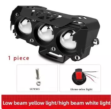 Мотоциклетная фара ZK20 с 3 линзами, рабочая фара, Рабочая лампа, дальний/ближний свет, фара для мотоцикла, противотуманная фара для вождения, Внешние фары для скутера