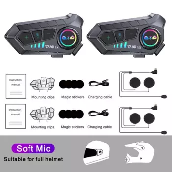 Мотоциклетная гарнитура KEBIDUMEI 1/2x, шлем для 2-х водителей, интеркоммуникатор для мотоцикла, 300 м, водонепроницаемое переговорное устройство для совместного использования музыки