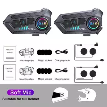Мотоциклетная гарнитура KEBIDUMEI 1/2x, шлем для 2-х водителей, интеркоммуникатор для мотоцикла, 300 м, водонепроницаемое переговорное устройство для совместного использования музыки