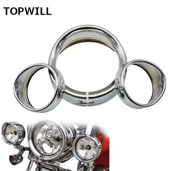 Мотоциклетная хромированная обшивка для фар 7 дюймов, козырек, стиль 4,5 дюйма, противотуманная лампа для Harley Touring Road King Glide FLH Softail FLD