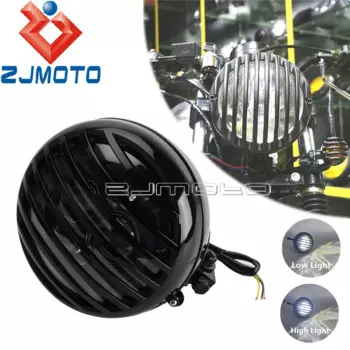Мотоциклетная круглая фара Cafe Racer для Harley Touring Bobber Kawasaki Honda Suzuki Yamaha 12 в дальний/ближний свет Фара черная