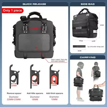 Мотоциклетная седельная сумка Rhinowalk 20L-30L, универсальная боковая сумка со съемной 100% водонепроницаемой внутренней сумкой, дорожный мотоциклетный багаж