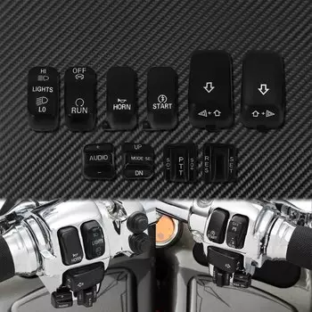 Мотоциклетные 10 шт., крышки корпуса переключателя ручного управления, кнопки, комплект крышек переключателя, черный хром, 3 типа для Harley Touring FLHX FLTRX 96-13