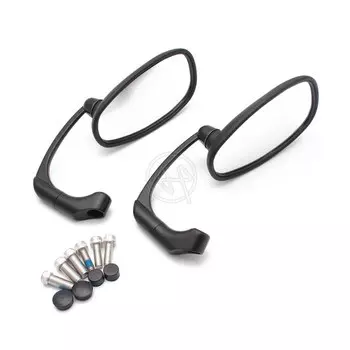 Мотоциклетные боковые зеркала заднего вида, хром/черный алюминий + пластик, прозрачные линзы в стиле ретро, универсальные для Honda CG125, Cafe Racer, на заказ