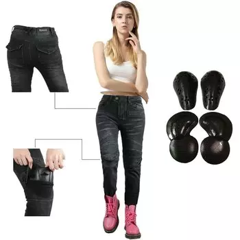 Мотоциклетные брюки, байкерские джинсы PK718, женские брюки-бойфренды для езды на мотоцикле и отдыха, женские джинсы с высокой талией