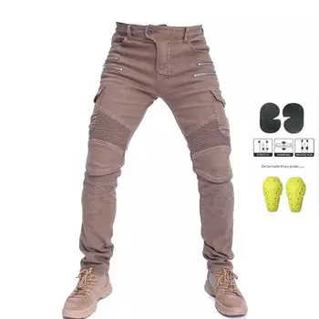 Мотоциклетные брюки, мужские мотоциклетные джинсы, мотоциклетные брюки для езды по бездорожью, брюки для мотокросса на молнии с защитным снаряжением