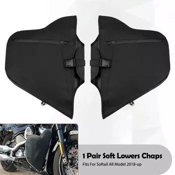 Мотоциклетные гетры Chaps мягкие низкие защитные сумки для двигателя Водонепроницаемые черные для Harley Softail Slim Fat Boy FXDB Breakout 2018-23