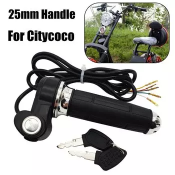 Мотоциклетные ручки 25 мм, электронные ручки дроссельной заслонки с ключом для замка, черные для электрического скутера Harley Citycoco