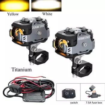 Мотоциклетные светодиодные фары, Двухцветные светодиодные линзы, дальний/ближний свет, точечные противотуманные фары, Внешние фары, дополнительные мотоциклетные фары для BMW