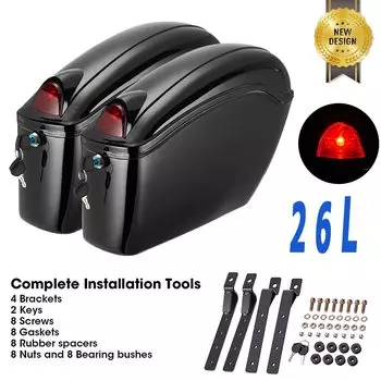 Мотоциклетные универсальные седельные сумки, боковые боксы, Жесткий Чехол для багажа Kawasaki, Honda, Yamaha, Suzuki со светодиодной подсветкой
