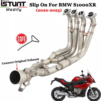 Мотоциклетные выхлопные системы, слипоны для BMW S1000XR 2020-2023, Модифицированная головка, передняя звеньевая труба, соединение для выхода, оригинальный глушитель