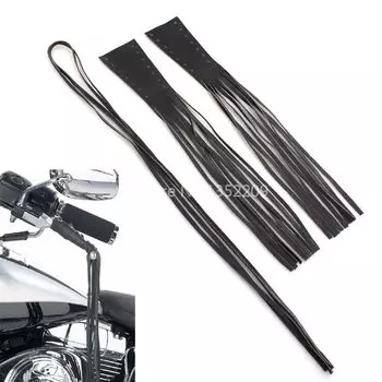 Мотоциклетный черный кожаный ручной тормоз, длинный клатч с бахромой для Harley Honda Bobber Cafe Racer, 2 шт., 12 дюймов
