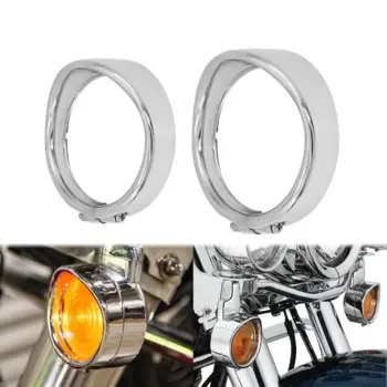 Мотоциклетный хромированный козырек в стиле поворота, накладное кольцо с резиновыми кольцами, 2 шт. для Harley Softail Touring Road King Electra Glide FL