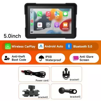 Мотоциклетный мультимедийный плеер CarPlay, беспроводной, Android, автомобильный GPS-навигатор, регистратор IP67, водонепроницаемый экран дисплея, Bluetooth