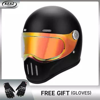 Мотоциклетный шлем KEAZ в ретро стиле для мужчин и женщин, полный шлем для улицы, четыре сезона, для пар, для верховой езды, сертифицированный в горошек, с разъемом Bluetooth