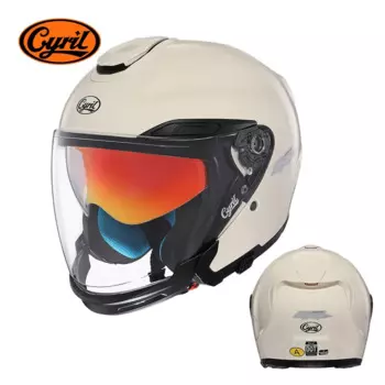 Мотоциклетный шлем с открытым лицом, двойной козырек, одобренный точками, мотоциклетные шлемы CYRIL R18 для мужчин и женщин
