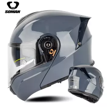 Мотоциклетный шлем SOMAN Flip Up, модульные шлемы с двойным козырьком и солнцезащитным козырьком