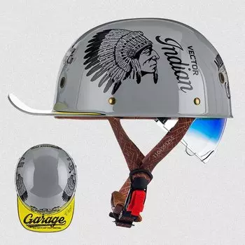 Мотоциклетный шлем, уличная бейсболка в стиле ретро, мотошлем с синими линзами, полушлем для мужчин и женщин, Capacete De Moto ECE, одобренный DOT