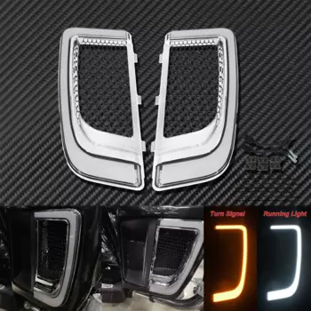 Мотоциклетный светодиодный указатель поворота, обтекатель, нижние грили, черный светильник для Harley Touring Tri Road Street Electra Glide FLHTCU