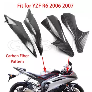 Мотоциклетный узор из углеродного волокна, боковая панель бензобака, боковая крышка воздуховода, обтекатель, подходит для Yamaha YZF-R6 YZF R6 2006 2007 06 07