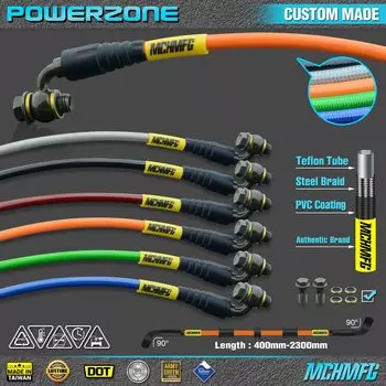 Мотоциклетный велосипед, плетеный стальной гидравлический армированный тормоз, ледяная муфта, масляный шланг, трубка от 450 до 2300 мм, 90 градусов, подходит для гонок MX