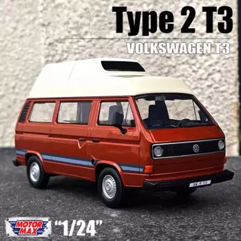 Motormax 1/24 VW TYPE 2 T3 Модель автомобиля из сплава автобуса, литой под давлением металлический классический автомобиль, модель автомобиля, коллекция моделирования, детская игрушка в подарок