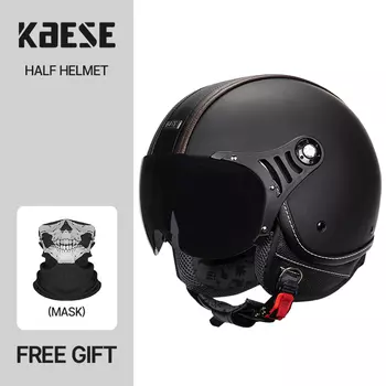 Мотошлем с открытым лицом для мужчин, мотоциклетный шлем с отделкой из АБС и кожи, в стиле ретро, с сертификатом DOT