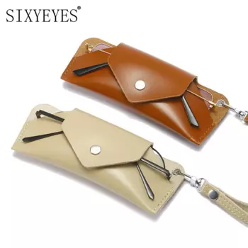 Мягкая искусственная кожа, сумка для солнцезащитных очков с подвесным ремешком, чехол для хранения очков, контейнер, однотонная сумка, легко носить с собой