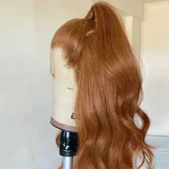 Мягкий бесклеевой парик имбирного цвета с глубокой волной и кружевом спереди, 26 дюймов, длинная плотность 180, для африканских женщин, Детские волосы, ежедневное выщипывание