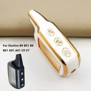 Мягкий кожаный чехол для ключей, брелок для ключей, чехол для Starline B9/B91/B6/A61/A91/V7, ЖК-дисплей с русской сигнализацией, двусторонняя версия, удаленный ТПУ