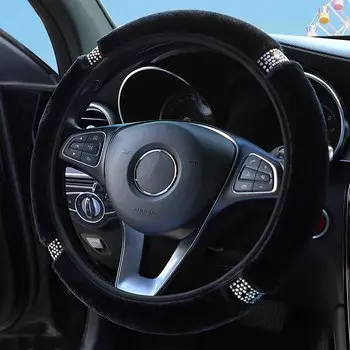 Мягкий плюшевый чехол на руль автомобиля 37-38 см, чехол на руль, украшение интерьера автомобиля для женщин, автомобильные аксессуары