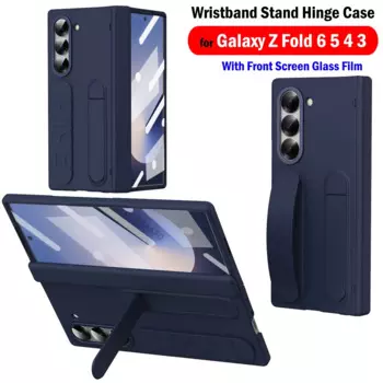 Мягкий силиконовый ремешок-подставка для браслета для Samsung Galaxy Z Fold 6, 5, 4, 3, 5G, защитный чехол на петлях с передней стеклянной пленкой