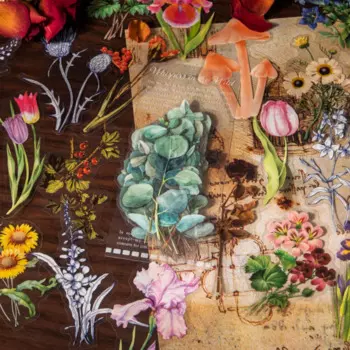 Винтажные стикеры Mr.Paper ботанические цветы 40 шт