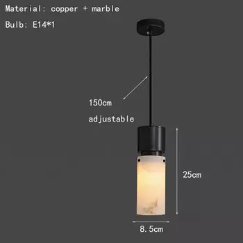 Подвесной светильник из мрамора IWP, черный шнур