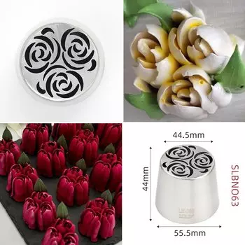 MRF Новое поступление, нержавеющая сталь, размер XL, три двойных лепестков, цветочный узор, кончик глазури, зефир, тюльпаны, насадка для трубки # LBNO63