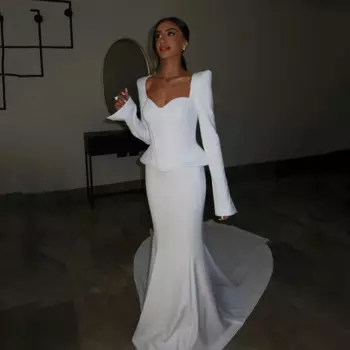 Msikoods Свадебные платья русалки для невесты 2024, элегантное свадебное платье с длинными рукавами, милое корсетное платье невесты по индивидуальному заказу