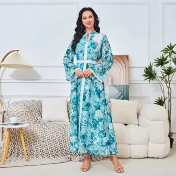 MT146 Арабская одежда Абая Новое женское платье-халат с принтом и вышивкой