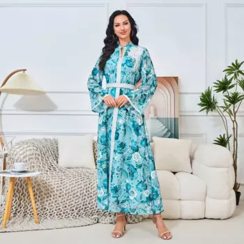 MT146 Арабская одежда Абая Новое женское платье-халат с принтом и вышивкой