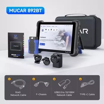 Глобальная версия MUCAR 892BT OBD2 Диагностический инструмент Сканер OBD2 Все системы CAN FD/DOIP 35 Сбросы кодирования ЭБУ Пожизненное бесплатное обновление