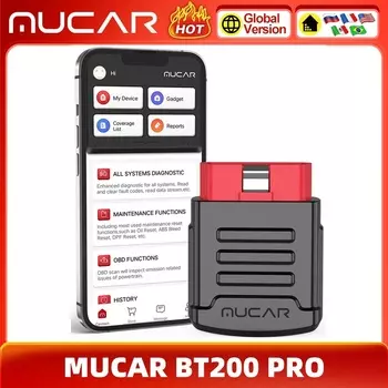 MUCAR BT200 PRO OBD2 Сканер Полная система Бесплатный пожизненный 15, сброс, бесплатные диагностические инструменты, считыватель автомобильных кодов OBD 2, инструменты для автомобильного сканирования