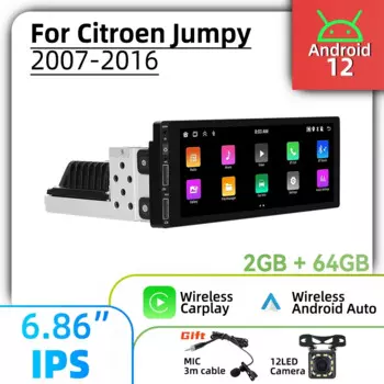 Мультимедийная магнитола для Citroen Jumpy 6,86-2007, 1 Din, Android, GPS, BT, Wi-Fi