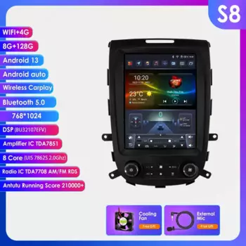 Мультимедийный плеер для Hyundai Santa Fe 2 9,7-2006, стерео-система на Android 13, с экраном 2012 дюйма, GPS Навигатором, 4G, типоразмер 2DIN