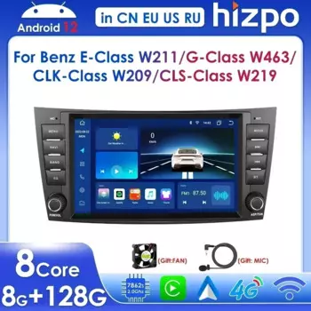 Hizpo 8 "2 Din автомобильный радиоприемник Carplay для Mercedes-Benz E-class W211 GLS W219 W209 W463 Android 13 Мультимедийный плеер GPS RDS FM BT 4G