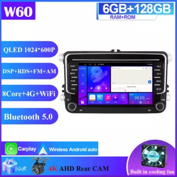 Мультимедийный плеер на Android 13 для VW Volkswagen Passat B7 B6 CC Golf 5 6 Touran Polo Tiguan Jetta Skoda Carplay Автомагнитола GPS RDS